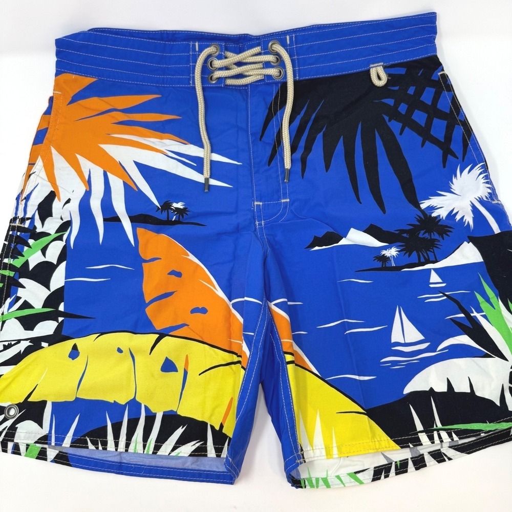 Polo Ralph Lauren Mens 32 Blue Tropical Island Print Board Shorts Swim Trunks